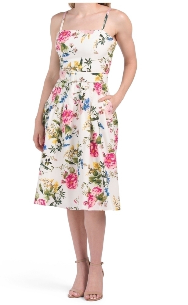 ELIZA J. Floral Print Shoulder Strap Dress